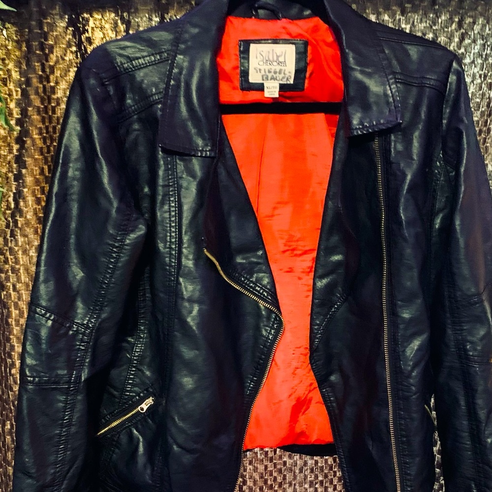 Red and black leather jacket